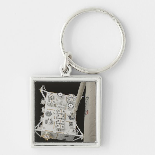 Den japanska experimentmodulen Exposed Facility 2 Fyrkantig Silverfärgad Nyckelring (Framsidan)