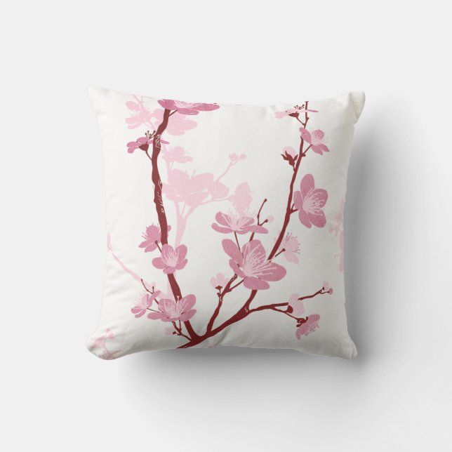 Den japanska körsbärsröda blommar, stillar kudde (Framsida)