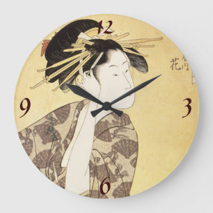 Den japanska kvinnaväggen tar tid på stor klocka