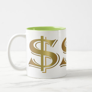 Den jätte- guld- dollaren undertecknar kaffemugge Två-Tonad mugg