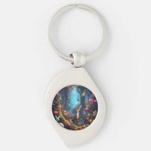 Den jättelika skogen i Mystical Oasis Swirl Silverfärgad Nyckelring