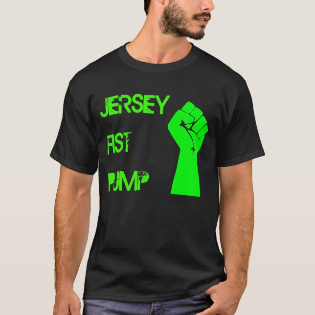 Den Jersey näven pumpar T-tröja Tee Shirt (Framsida)