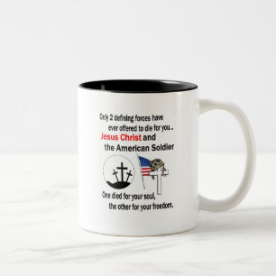 Den Jesus Kristus och amerikanen tjäna som soldat Två-Tonad Mugg