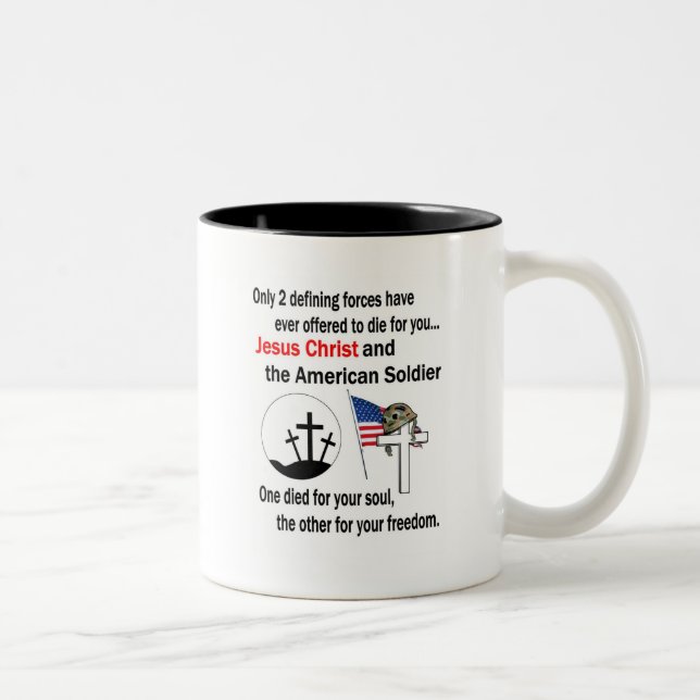 Den Jesus Kristus och amerikanen tjäna som soldat Två-Tonad Mugg (Höger)