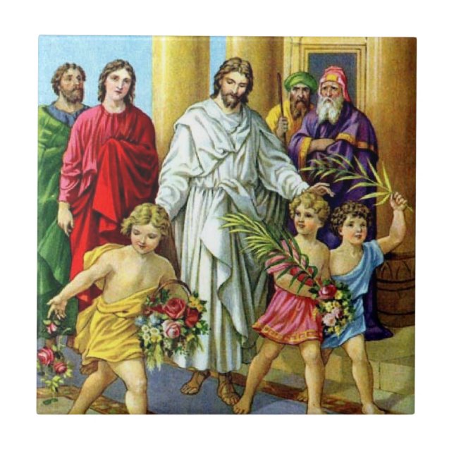 Den Jesus palmsöndagen belägger med tegel Kakelplatta (Framsidan)