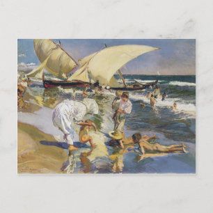 Den Joaquín Sorolla- Valencia stranden i morgon Vykort