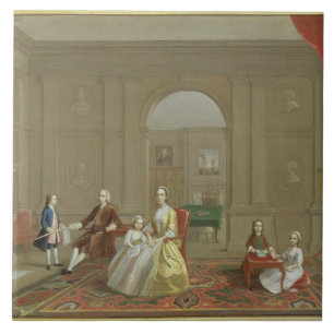 Den John baconfamiljen, c.1742-43 (olja på kanfas Kakelplatta