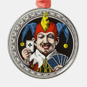Den jolly jokeren som leker det grafiska kortet julgransprydnad metall