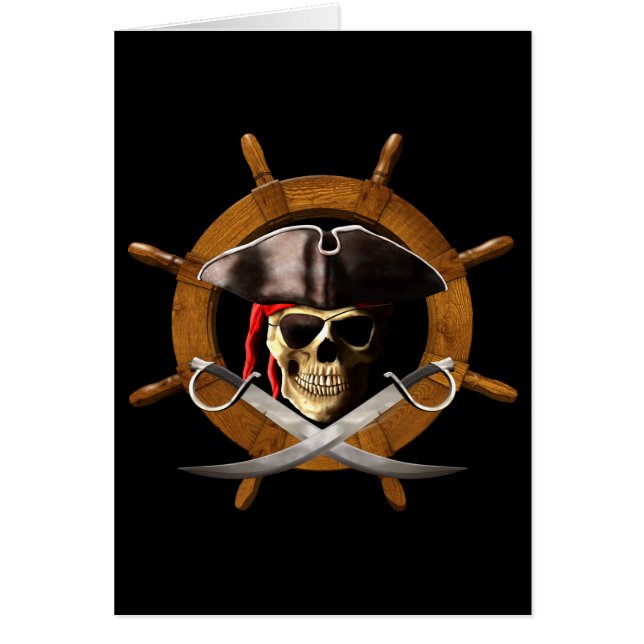 Den Jolly Roger piraten rullar Hälsningskort (Framsidan)