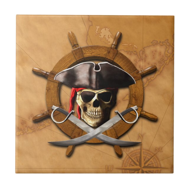 Den Jolly Roger piraten rullar Kakelplatta (Framsidan)