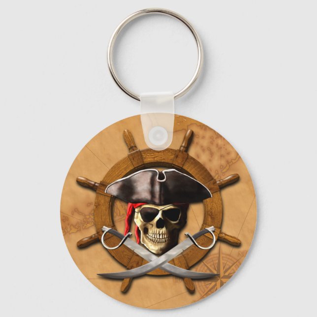 Den Jolly Roger piraten rullar Nyckelring (Framsida)