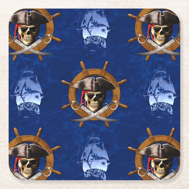 Den Jolly Roger piraten rullar Underlägg Papper Kvadrat (Framsidan)