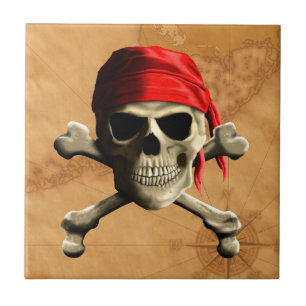 Den Jolly Roger piratkartan Kakelplatta