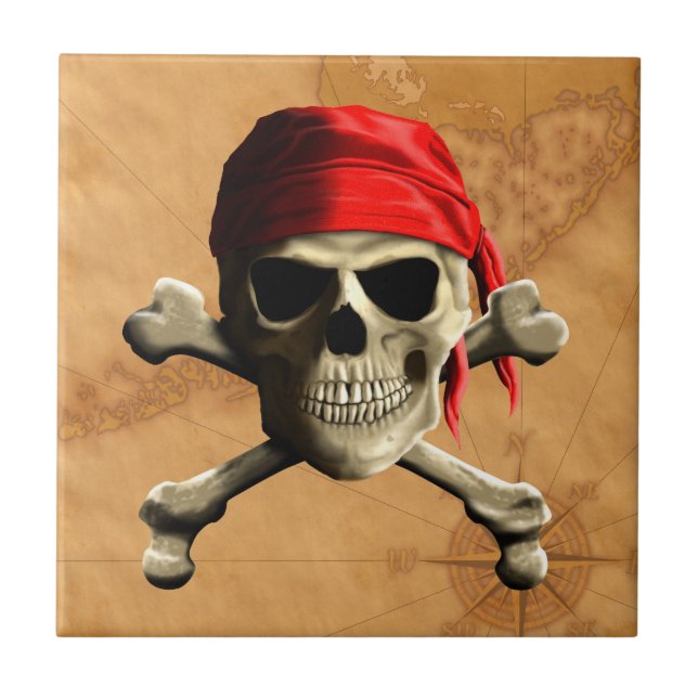 Den Jolly Roger piratkartan Kakelplatta (Framsidan)