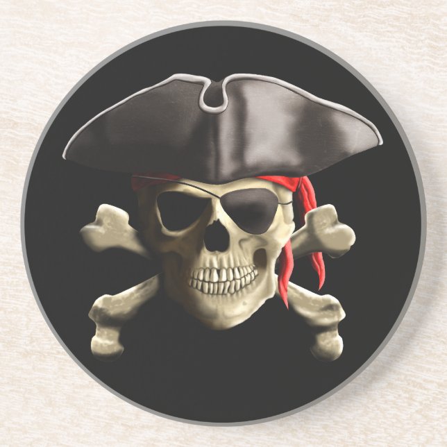 Den Jolly Roger piratskallen Underlägg Sandsten (Framsidan)