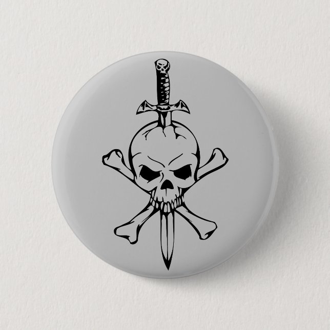 Den Jolly Roger skallen med knivar Pinback knäppas Knapp (Framsida)