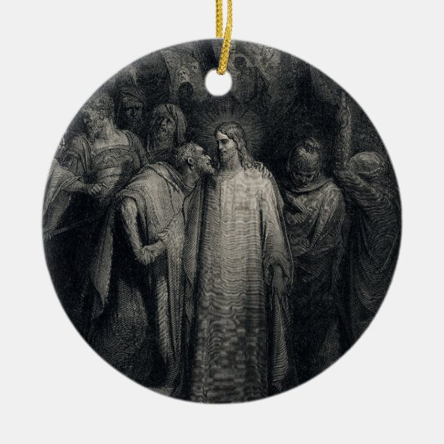 Den Judas kyssen av Gustave Dore Julgransprydnad Keramik (Framsidan)