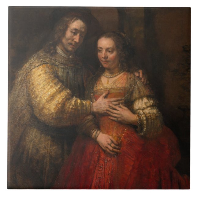 Den judiska Briden (av Rembrandt) Kakelplatta (Framsidan)