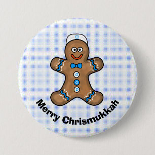 Den judiska Pepparkaksgubben Chrismukkah Button Knapp