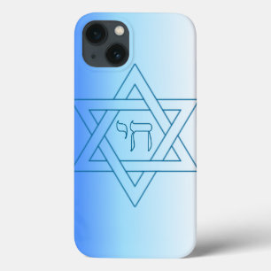 Den judiska stjärnan av David Hebrew Chai Blue and
