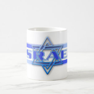 Den judiska stjärnan av David Israel Blue and Whit Kaffemugg