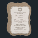 Den judiska stjärnan för Rustic Burlap från David  Inbjudningar<br><div class="desc">Dessa inbjudningar kan anpassas för alla judiska heligor, inklusive Pub Mitzvah, Bat mitzvah, bekräftelse, Bröllop etc. Lägg till anpassningsbarnas ordalydelse genom att använda avsnittet "Redigera den här designmallen" eller klicka på den blå "Anpassa den" om du vill ändra teckensnittet stil och färg eller lägga till ett foto eller extra på...</div>