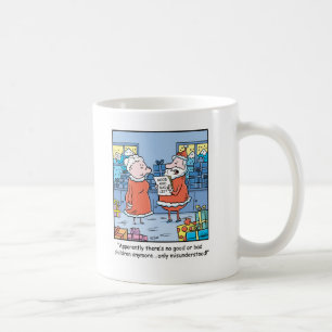 Den jultecknadSantas bran och dåligan listar Kaffemugg