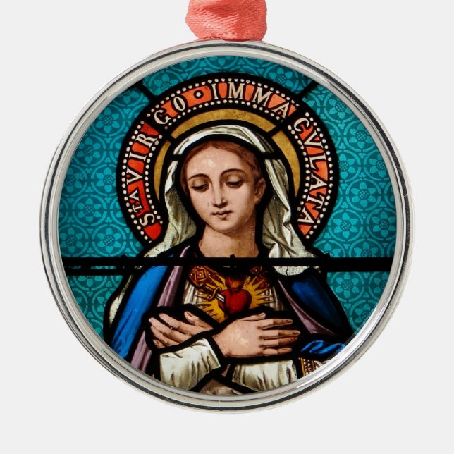 Den jungfruliga Maryen Julgransprydnad Metall (Framsidan)
