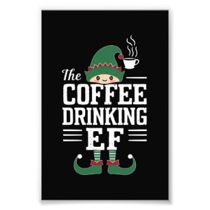 Den kaffedrickande älffamiljen matchande jul fototryck
