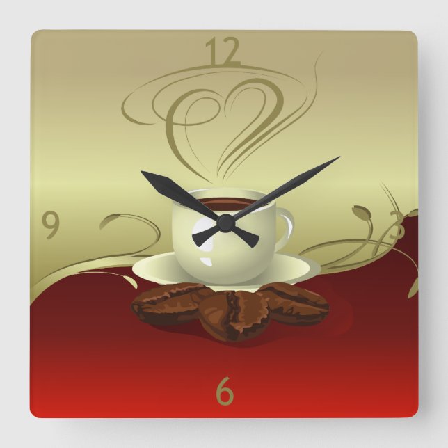 Den kaffeTime väggen tar tid på (1) Fyrkantig Klocka (Framsida)