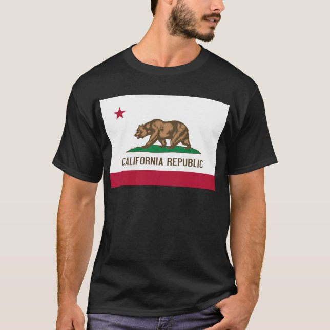Den Kalifornien republiken uthärdar statlig flagga T Shirt (Framsida)