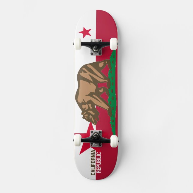 Den KALIFORNIEN REPUBLIKstatlig flagga passade Skateboard Bräda 20 Cm (Framsida)