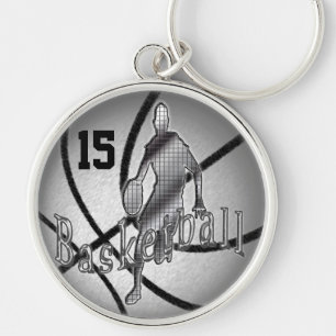 Den kalla basketKeychains personligen NUMRERAR Rund Silverfärgad Nyckelring
