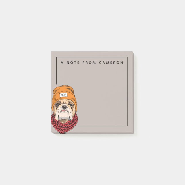 Den kalla bulldoggen | tillfogar ditt namn post-it block (Framsida)