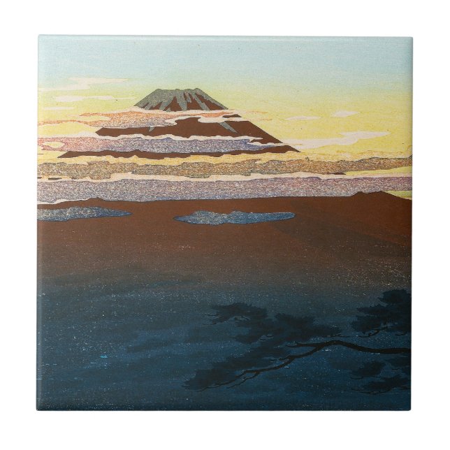 Den kalla japanska bergfuji solnedgången kakelplatta (Framsidan)