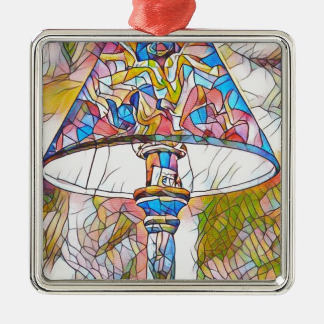 Den kalla konstnärliga målat glasslampan skuggar julgransprydnad metall (Framsidan)