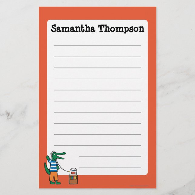 Den kalla krokodilen lyssnar till musik brevpapper (Framsida)