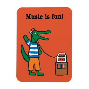 Den kalla krokodilen lyssnar till musik magnet