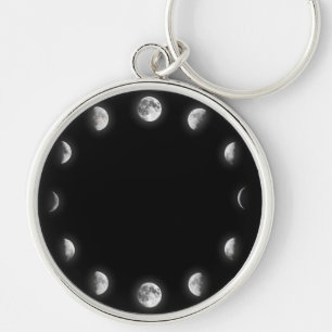 Den kalla månen arrangerar gradvis Keychain Rund Silverfärgad Nyckelring