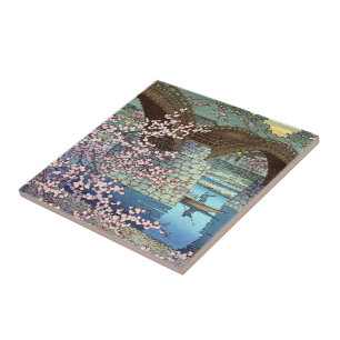Den kalla orientaliska japanska Hasui kawasefloden Kakelplatta