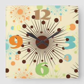 Den kalla Retro 50-taldesignväggen tar tid på Fyrkantig Klocka