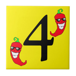 Den kalla röda Chilipepparhetten numrerar 4 fyra Kakelplatta