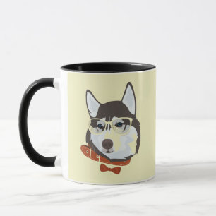 Den kalla siberian huskyhundmuggen mugg