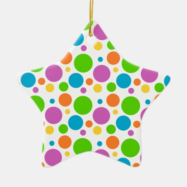 Den kalla skraj mångfärgade polkaen pricker julgransprydnad keramik (Framsidan)