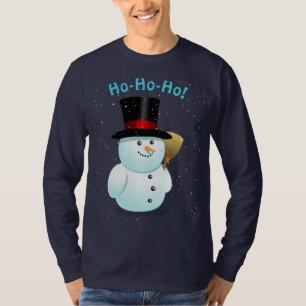 Den kalla snögubben med svart klädde med filt to tee shirt
