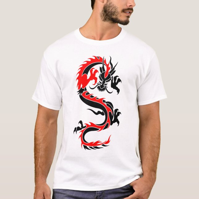 Den kalla stam- röda draketatueringen planlägger tee shirt (Framsida)