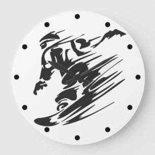 Den kalla väggen för SilhouetteSnowboardingberg Stor Klocka
