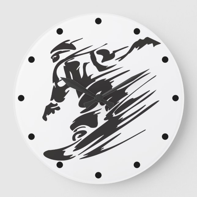 Den kalla väggen för SilhouetteSnowboardingberg Stor Klocka (Framsida)