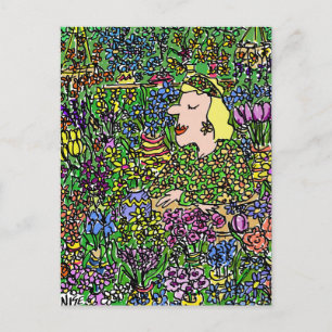 Den kamouflerade blomsterhandlaren på en vykort