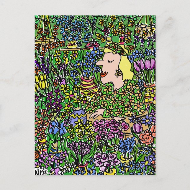 Den kamouflerade blomsterhandlaren på en vykort (Framsida)